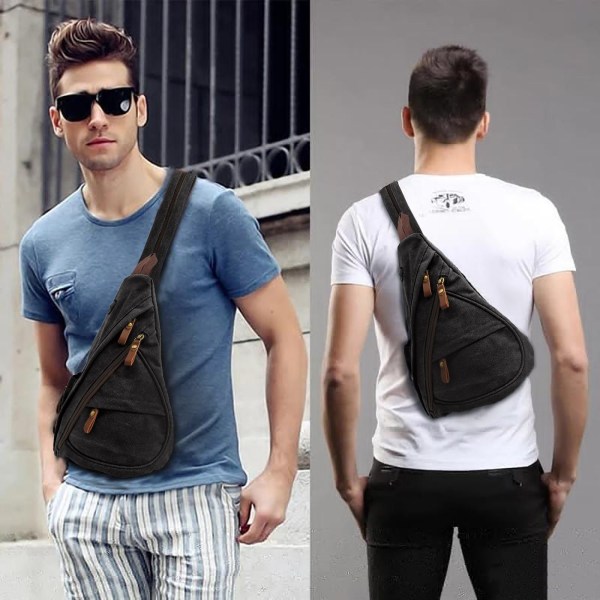 Retro brysttaske slyngtaske rygsæk kvinder og mænd lille skoletaske skuldertaske rygsæk sportstaske til skole fritid rejser business jogging