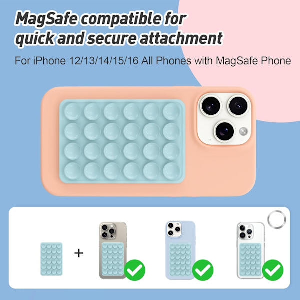 Magnetisk sugpropp telefonhållare för MagSafe-skal, silikon sticky phone grip för iPhone_xx blue