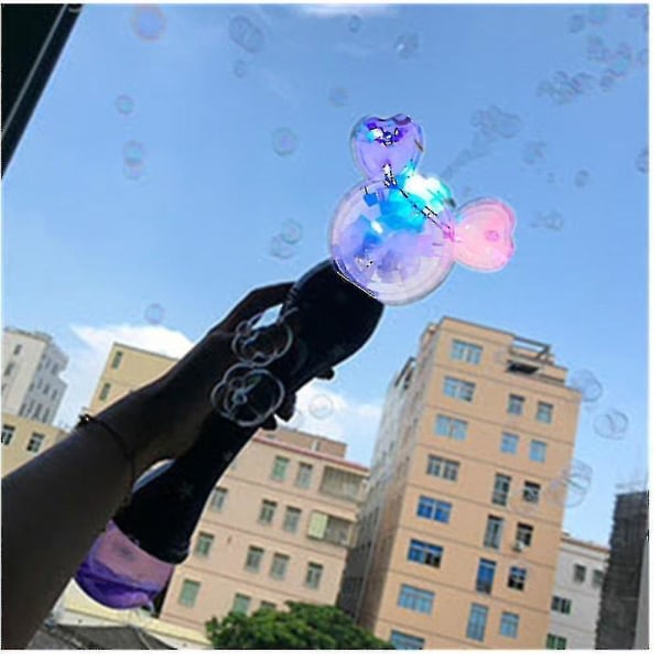 Bubble Machine Electric Bubble Wand giftfri holdbar med musikalsk lys Fairy Stick Bubble