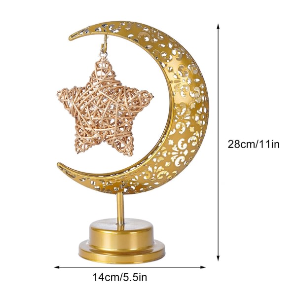 (ramadan-festivaalituotteet) (tuo omat 3 5 paristoa) Iron Moon lamppu Pyöreä pallolamppu Muslim Festival Sisustusvalaisin Makuuhuoneen pöytävalaisin Tunnelma