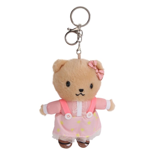 1kpl Cartoon Bear Design avaimenperä Ihana pehmoinen nukkelaukku riipus Chic Kids Gift (13,5x6cm, vaaleanpunainen)