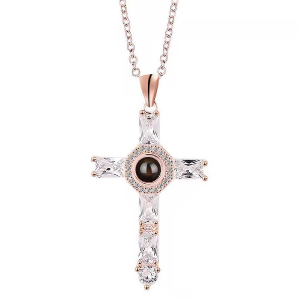 Unisex Crystal Cross anheng projeksjon halskjede kjede religiøse smykker gave til kristne