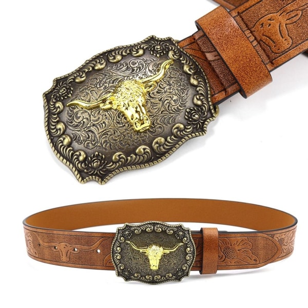 Western Cowboy Belt Buckle Belt for Men 110CM 110cm