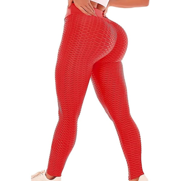 Kvinnors Leggings Yogabyxor med hög midja Tiktok Scrunch Butt Jacquard Ruched Booty Tights Mage Control Butt Lift Grå Vit Svart Lila Fitn Red Red L