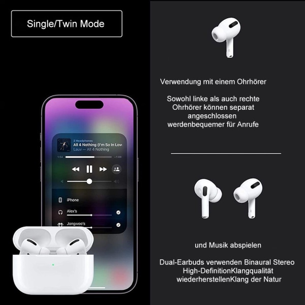 Bluetooth høretelefoner i øret, trådløse øretelefoner, til iPhone og Android