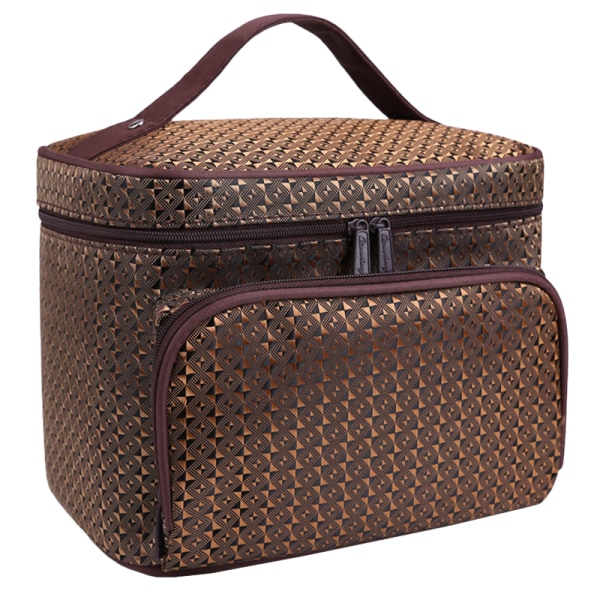 Makeup Bag Bärbar Argyle Smooth Reflex Tape Zipper Förvaring gold
