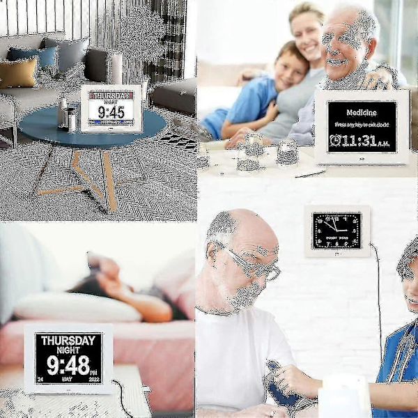 Demensklocka Alzheimerklocka & Stor Digital Kalenderklocka För Seniorer, Klocka Med Dag Och Datum F -bp_xx
