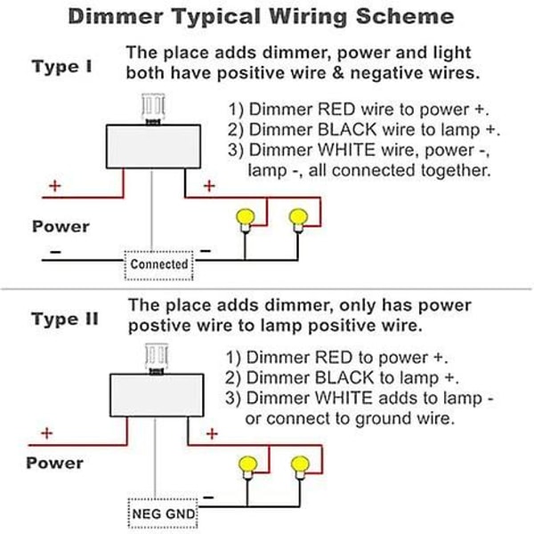 LED Dimmer Switch 12V DC PWM Dimmer Justerbar Kontroller för Husbil Båt Släpvagn Van, för Dimbar LED-belysning, Halogen, Glödlampor, Enkelfärgad