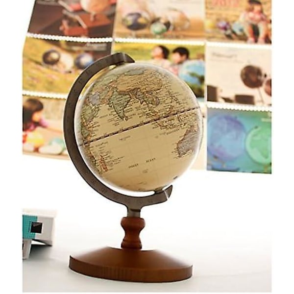 Diameter Liten brun världsklot Dekorativ skrivbordsglob Roterande jord Geografi klot Träbas Utbildningssida