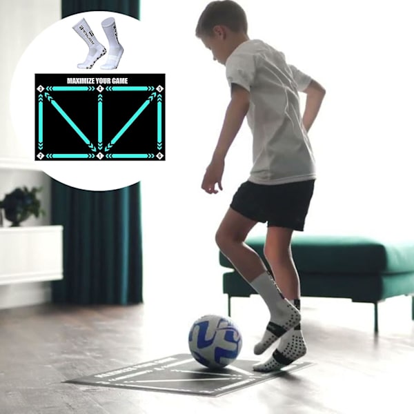 Fodboldtræningsmåtte Foldbar Holdbar Driblekontrol Fodbolddørmatte Antislip Måtte Ekstra Rekvisitter Sets