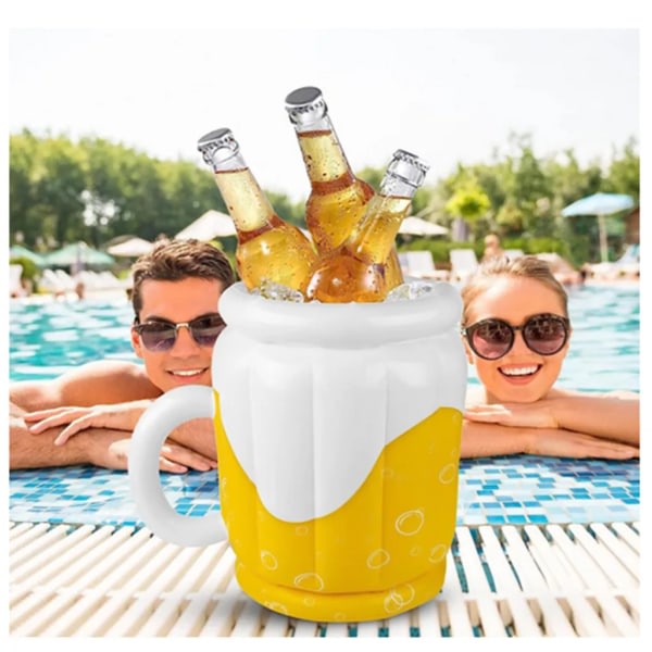 45 cm PVC oppblåsbar ølbøtte, oppblåsbar drikkeholder flaskeholder Isbøtte Vinkjøler for bassengfest/strandfestbøtte