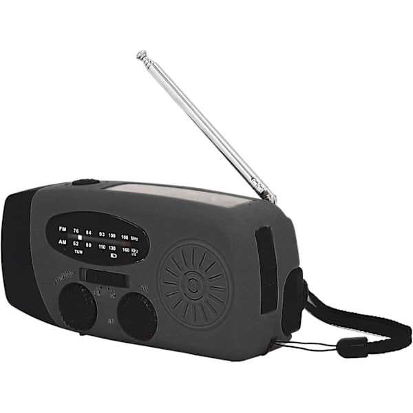 Veva Radio med Handvev, Solladdning, LED-ficklampa, Bärbar FM AM WB USB-radio