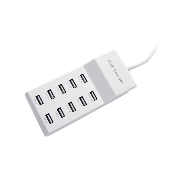 10-portars USB-snabbladdningsstation Power Phone Tablet Camera Charger Hub