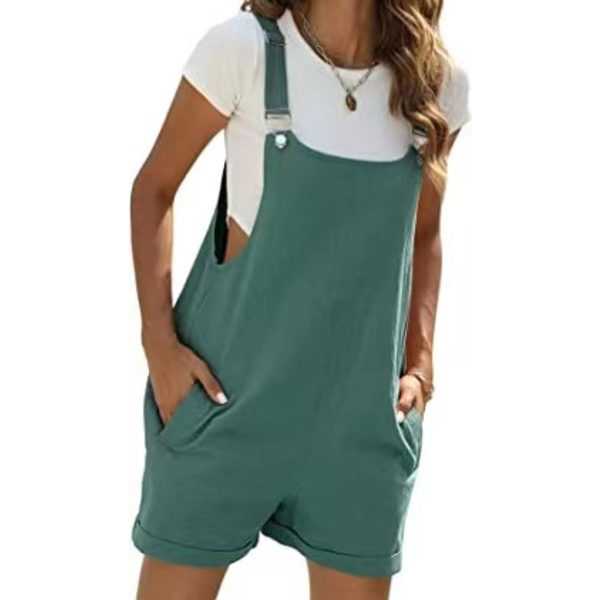 Helt Jumpsuit, Avslappet Ermeløs Komfortabel Kort Jumpsuit Med Lommer, Kvinneklær