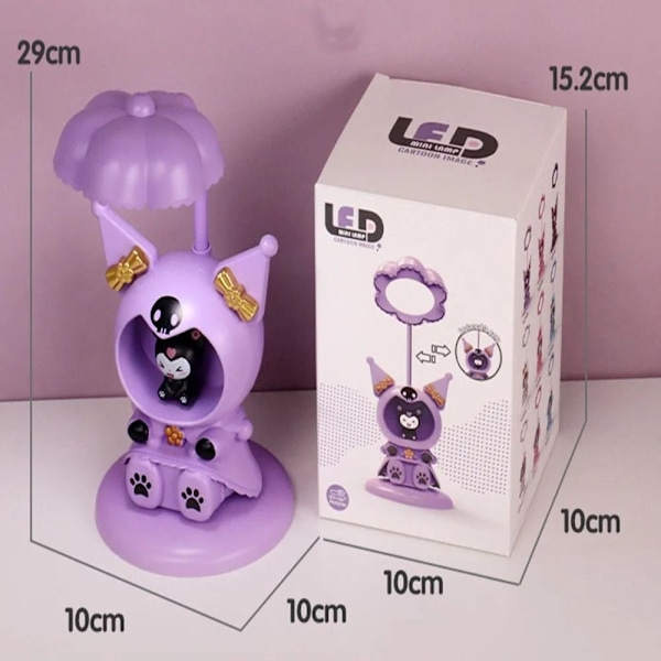 Kawaii Kuromi My Melody sammenleggbar øyevern bordlampe Purple