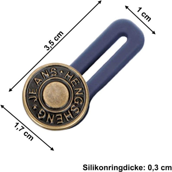 12 stycken jeans knappar, byxförlängare, liten till stor midja