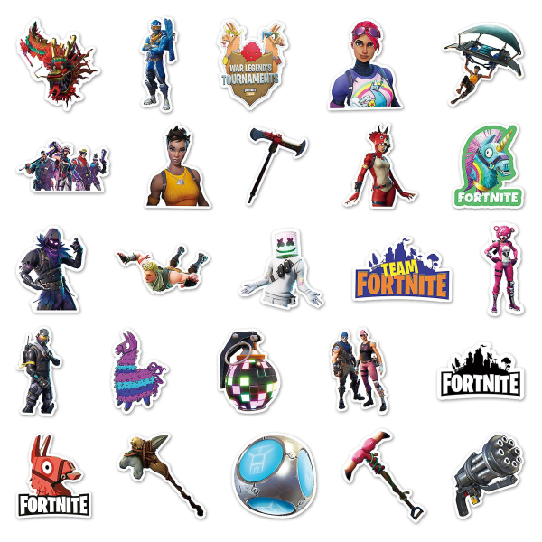 50 stk/sæt Fortnite Stickers Diy Vandtæt Bagage Laptop Cup Skateboard Stickers