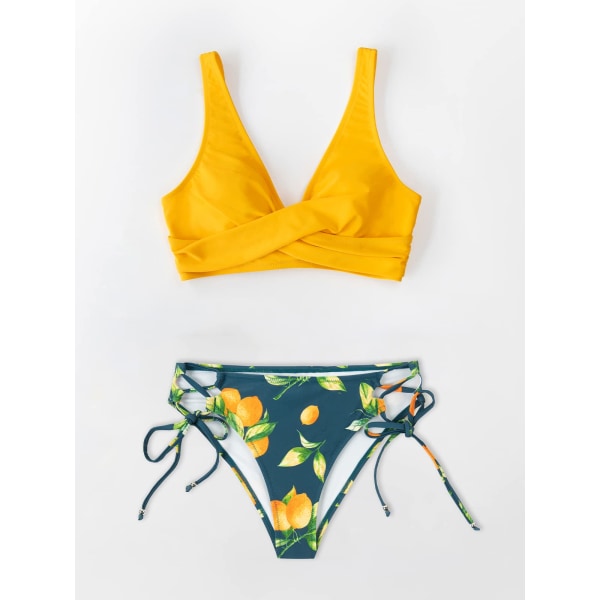 Kvinnors Set Twist Front Tie Side Bikini Badkläder Tvådelad Baddräkt Badkläder(M)