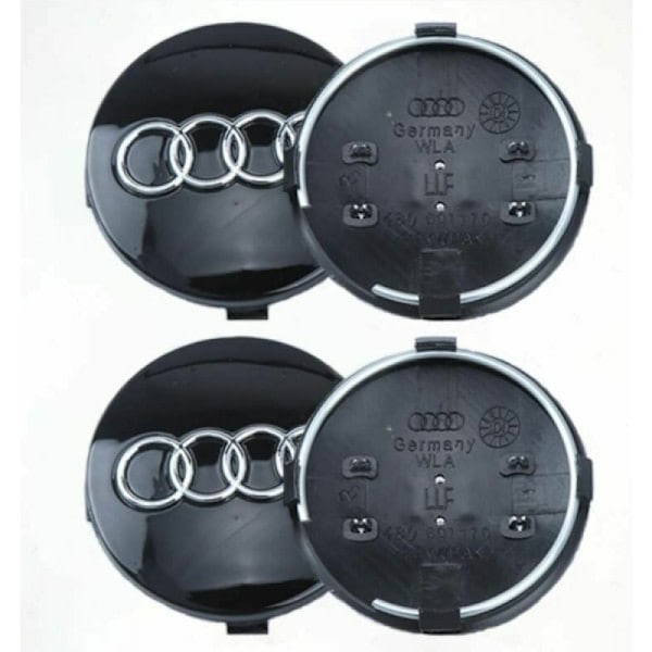 4 st Navkapslar för Audi bilar med 68 mm ytterdiameter, kompatibla med A1, A3, A6, C5, Q7 D