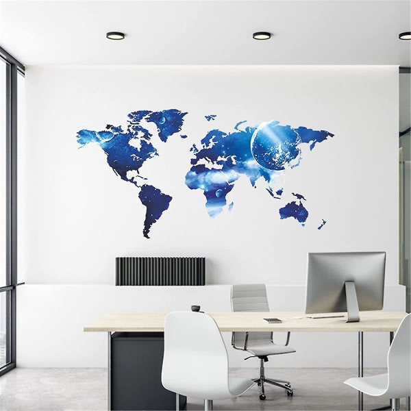 Maailmankartta Seinäkoristelu Sininen Maailman seinän sisustus Makuuhuone Olohuone Tv Seinäovien sisustus Seinämaalaukset (Maailman kartta)