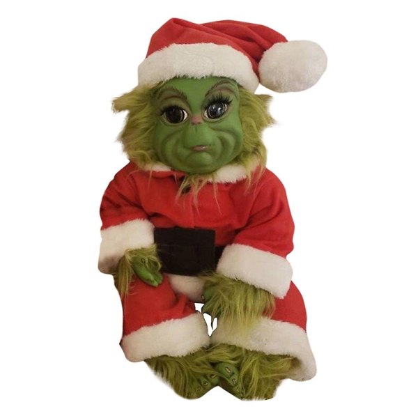 Christmas The Grinch Latex Plysch Doll Reborn Baby Grinch Fylld leksak Julklapp för barn Es-WELLNGS Red