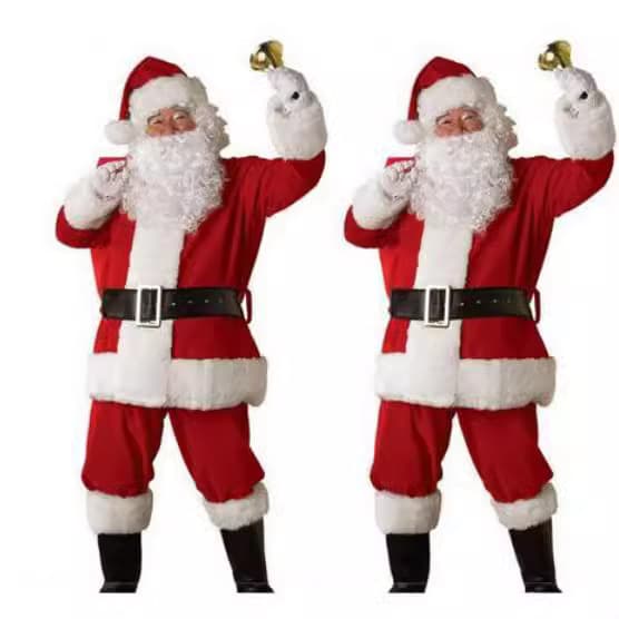 Julemandskostume-sæt 7 dele jule-sceneoptrædenstøj til festlige begivenheder Red 10-piece set M