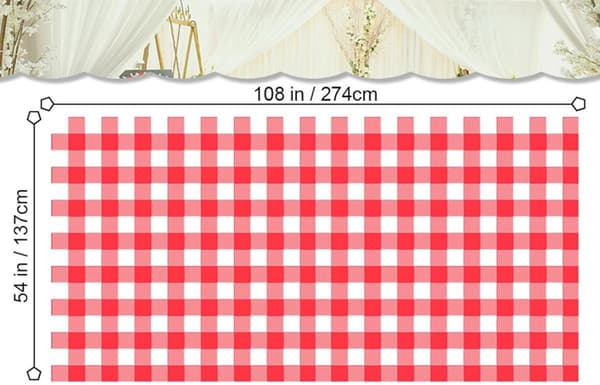 Röd Rutig Duk 137x274 Cm Rektangulär Engångs Plastduk För Picknick Bröllopsfest Födelsedag