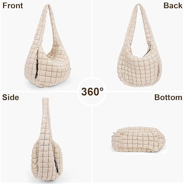 Quiltet taske til kvinder, stor quiltet taske til kvinder, crossbody taske i bomuld, quiltet skuldertaske 01-blank