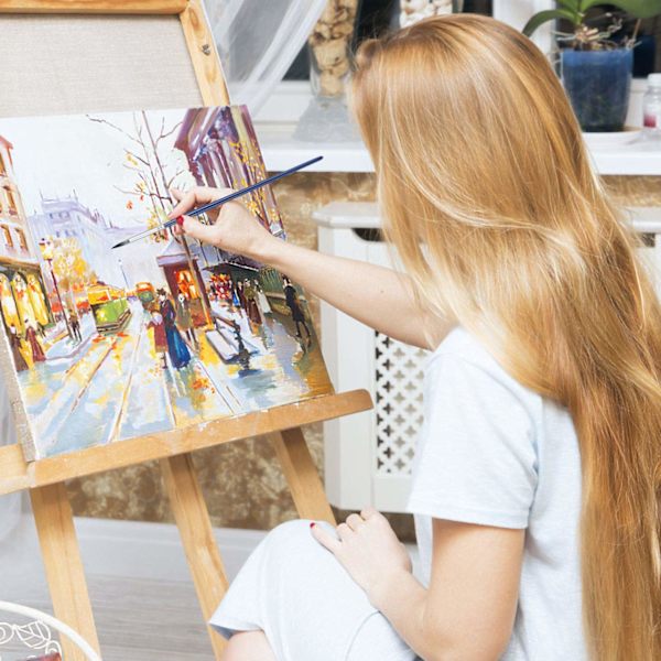 Malerpenselsæt 20 stykker, RATEL akrylmaling penselsæt, kunstnerpensler inklusive 15 pensler, blandepalette, 2 svampe, spartel, detaljeret maling