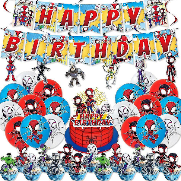 Spidey og hans Fantastiske Venner 12 Tommer Latex Balloner Spiderman Fødselsdagsfest Dekorationer Til Børn Baby Shower Fest Tilbehør As picture-MIX-12pcs1