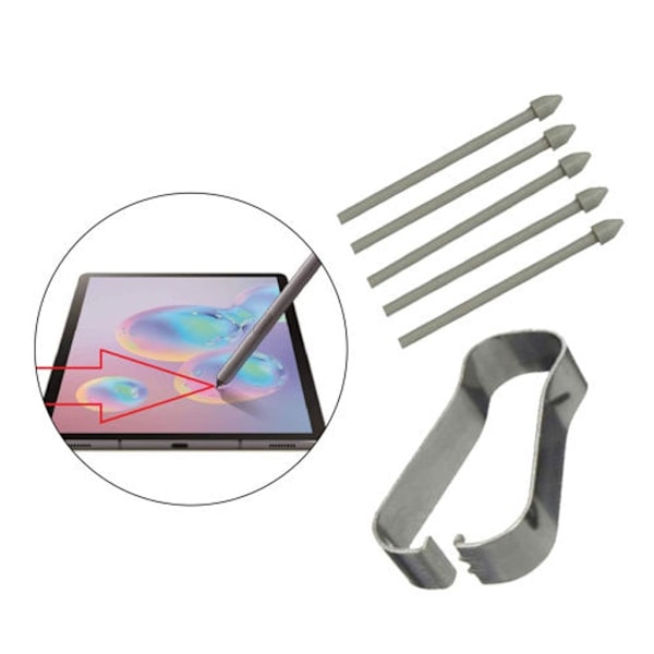 5 stk. Erstatningstupper for berøringspenn med pinsett for fjerning Karbonfiber S Pen-tupper for Tab S6/S6 Lite-telefoner for Note10/20 for - Perfet black