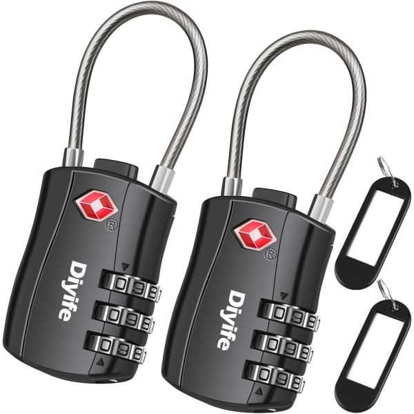 TSA-lukit matkatavaralle, [Uusi versio] [2 kpl] 3-asentoinen turvalukko