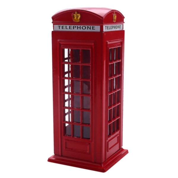 Metallipunainen brittiläinen englanti Lontoon puhelinkoppi Pankki Kolikkopankki säästöpossu säästöpossu Punainen puhelin Bo -gt