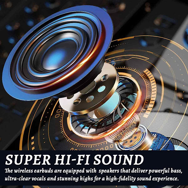 Ørepropper Bluetooth 5.3 Hovedtelefoner Støjreducerende Vandafvisende Stereo Hovedtelefoner med Mikrofon In-Ear Touch Control Headset med Dyb Bas til iPhone