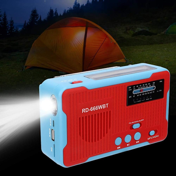 Käsikäyttöinen radio, AM FM -radio Hätäradio Kannettava aurinkoenergialla toimiva hätäkäsikäyttöinen AM FM