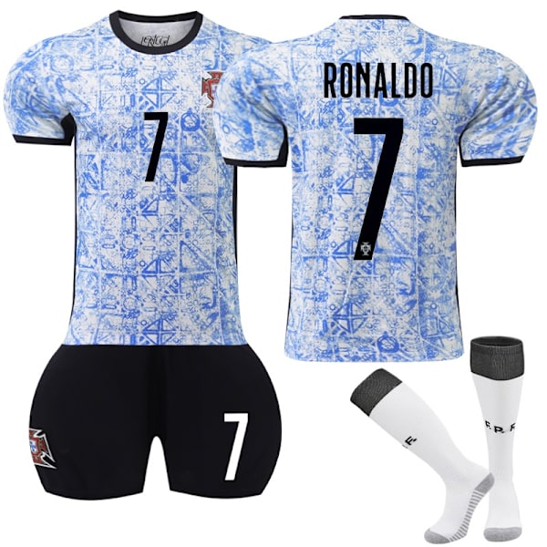 UEFA Euro 2024 Portugal Bortebarns Fotballsett Nr. 7 Cristiano Ronaldo - Perfekt 10-11 years