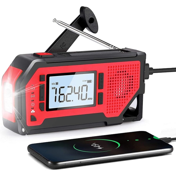 Wind Up Solar Radio, Emergency Hand Crank Radio med telefonladdare Bärbar väderradio
