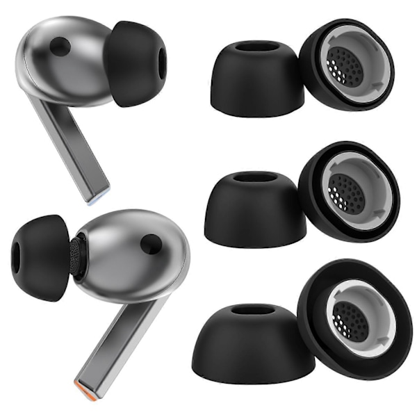 AHASTYLE WG173 Korvaavat korvatulpat Samsung Galaxy Buds3 Pro -kuulokkeille, 3 paria LMS silikonia Bluetooth-kuulokkeille, musta Black Multicolor