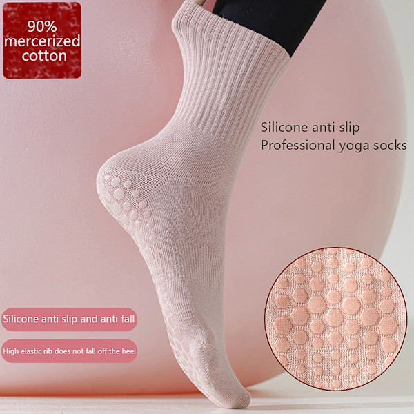 Jooga-sukat Liukastumattomat Urheilusukat Pilates-sukat Beige