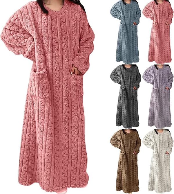 Dam pyjamas vinter ull nattlinne lång, varma pyjamas, plysch hemkläder vardagskläder white