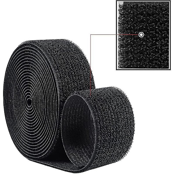 10m X 20mm Återanvändbara Kardborreband, Justerbara Kabelband Med 50 Plastspännen, Fri Klippning Svarta Nylon KardborrebandBY 10m X 25mm