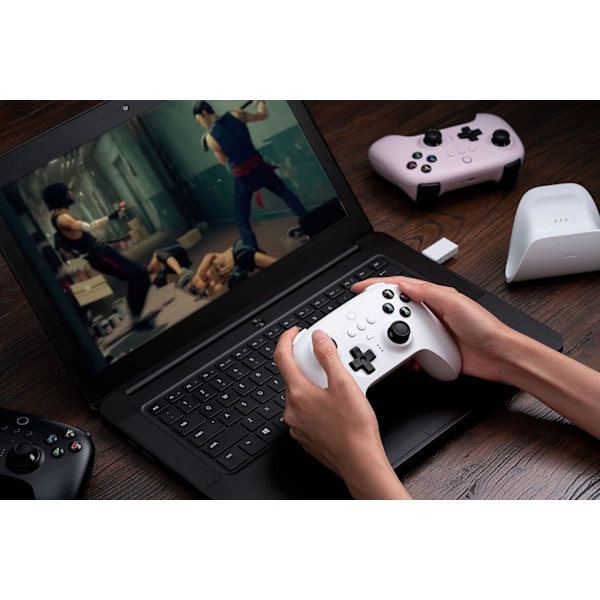 Ultimate 2.4g Trådløs Controller, Joystick Opdatering, Pro Gamepad med Bagknapper & Turbo Funktion til PC, Android, Steam Deck & Apple (Hvid) White