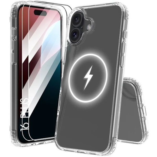 iPhone 16 Plus -kotelo magneettisella pyöreällä + 2 läpinäkyvää temperoitua lasia