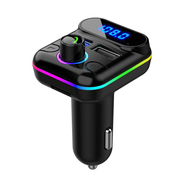 Bil Bluetooth 5.0 trådløs håndfri bil FM-sender modtager Radio Mp3 Adapter Player 2 USB-opladersæt