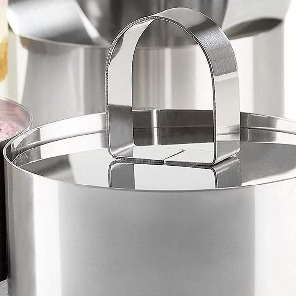 Mousse ringar i rostfritt stål, kakcirkelform med pusher, Almi 8 cm diameter, Almi set om 6 gåvor