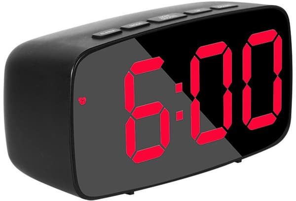 Digital LED-väckarklocka Dubbla larm Dimmer USB/Batteri Mini Bordsklocka - Svart Zwart/wit licht