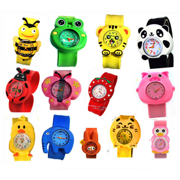 Barn Cartoon Klockor Armbandsur Indikerar Kvarts Elektronisk Armbandsur  (Panda (Svart)