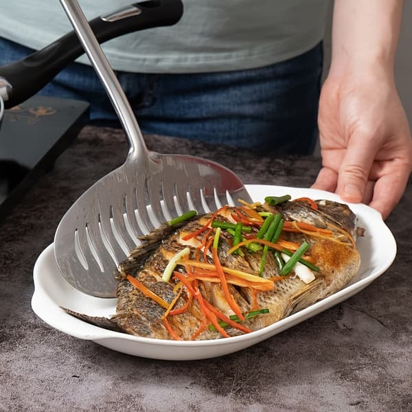 Fiskevender og Stegevender i Rustfrit Stål, Ridsfri Vendespade til Grilning, Stegning og Bagning