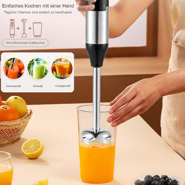 2024 Ny Mix 4 i 1 Højtydende Immersion Pindeblender Inkl. Hakker Og Smoothie Kop