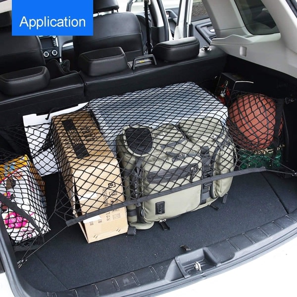 Lastnät, justerbart elastiskt organizer för bagagenät, bagagerumsnät i nylon , universal för bilbagagefordon Van SUV (27,5'' x 27,5'')
